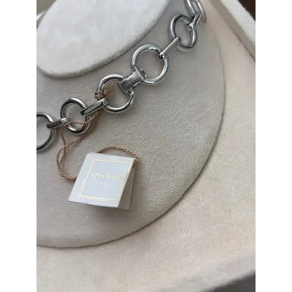 Nina Ricci Rhodium Plated Necklace 16” Length - Picture 3 of 3